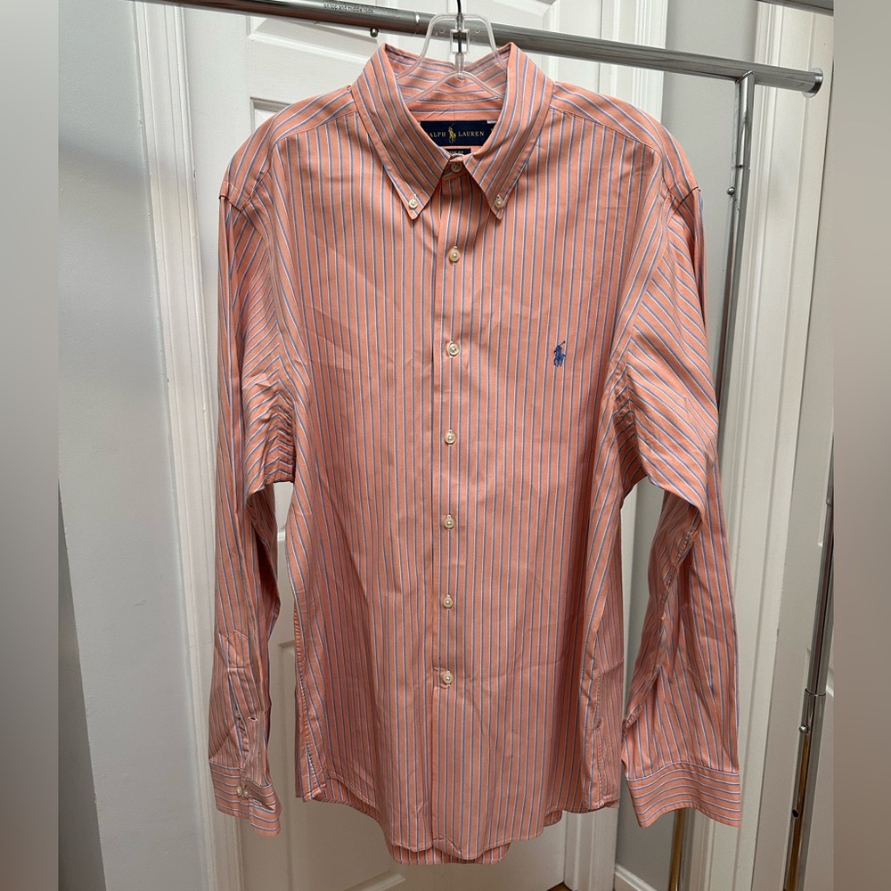 Ralph Lauren Men’s Button Down Classic Fit Shirt Peach 17 34-35 - Picture 1 of 4
